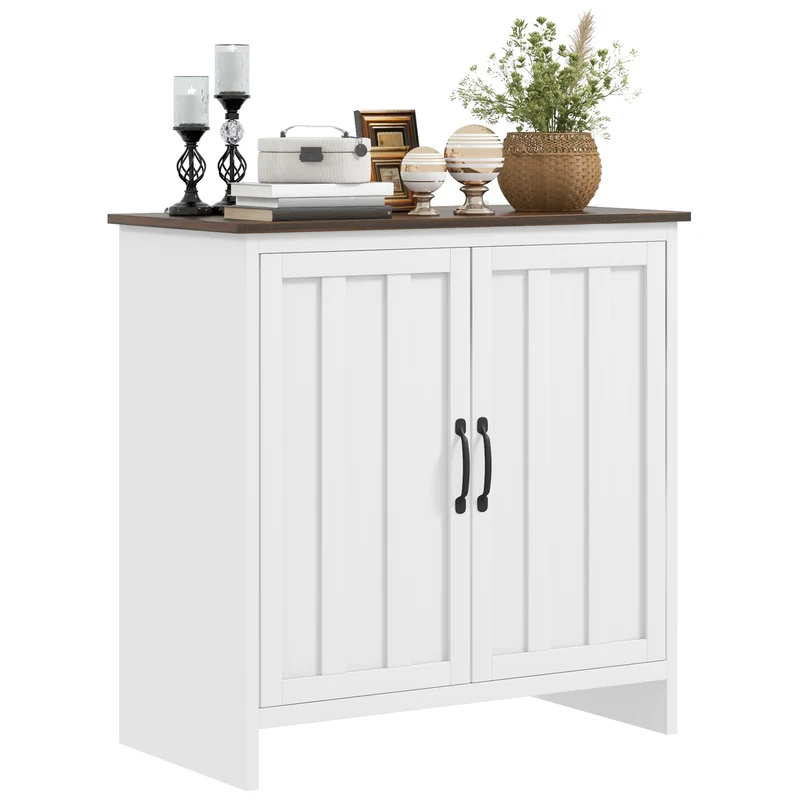 Buffet de cuisine moderne EasyComfort à 2 portes avec étagère en bois réglable, 80 x 39,7 x 80 cm, blanc