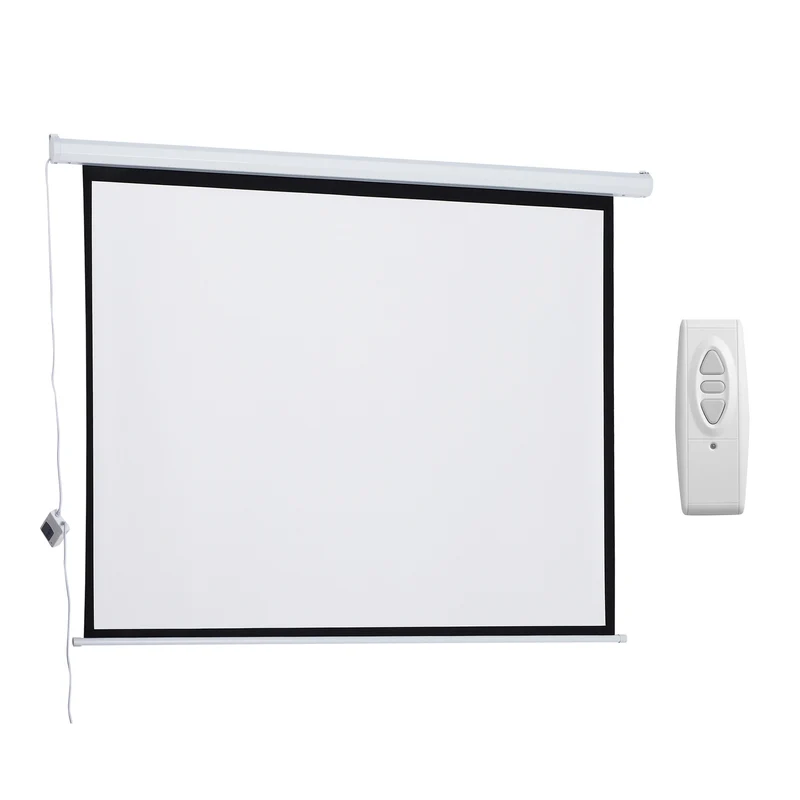 Écran de projection Easycomfort 84", format 4:3, avec télécommande, en tissu plastique et métal, 171 x 130 cm, blanc