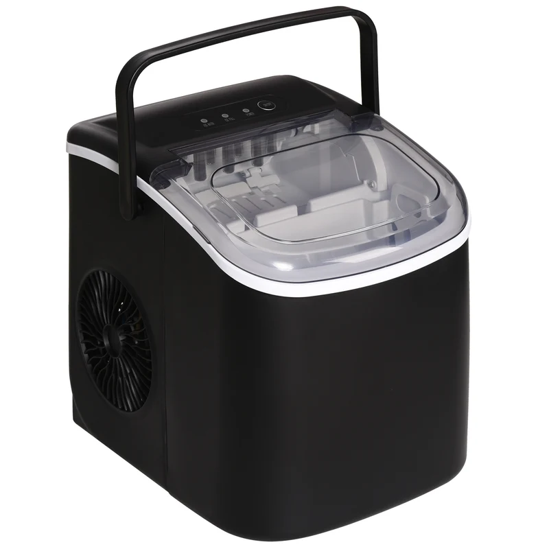 Machine à glaçons Easycomfort, 9 glaçons en 6 à 12 minutes, panier et pelle inclus, 23,8 x 30,5 x 29 cm, noire