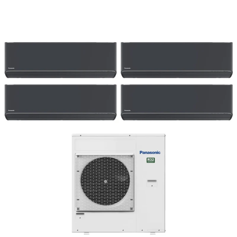 Climatiseur quadri-split Panasonic Etherea Gris Graphite 7+9+9+12 avec CU-4Z80TBE R-32 et Wi-Fi intégré