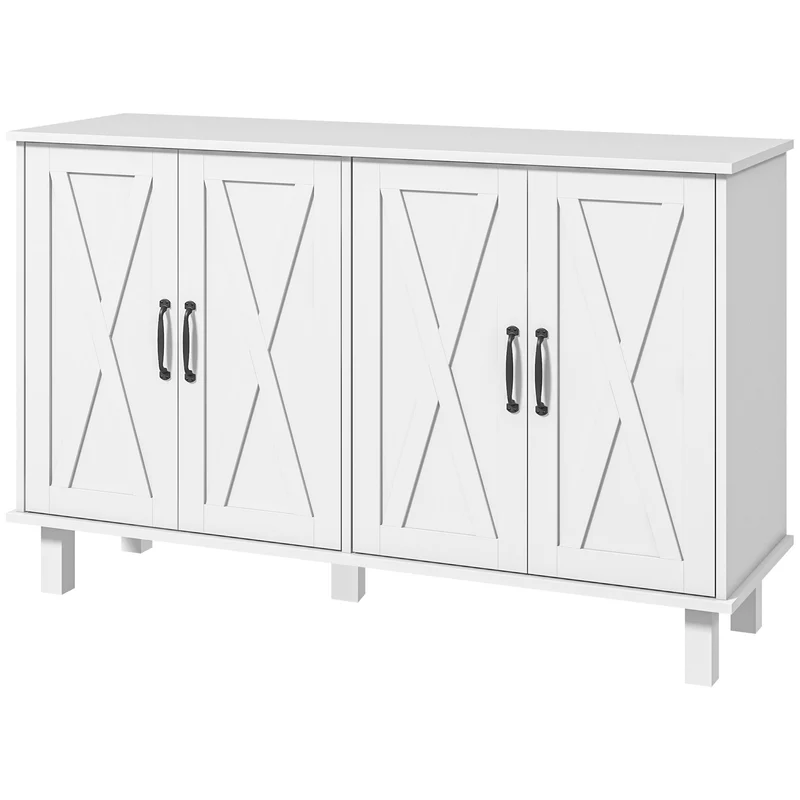Meuble de rangement Easycomfort à 4 niveaux en MDF, 2 étagères réglables et 5 pieds, 120 x 37 x 75 cm, blanc