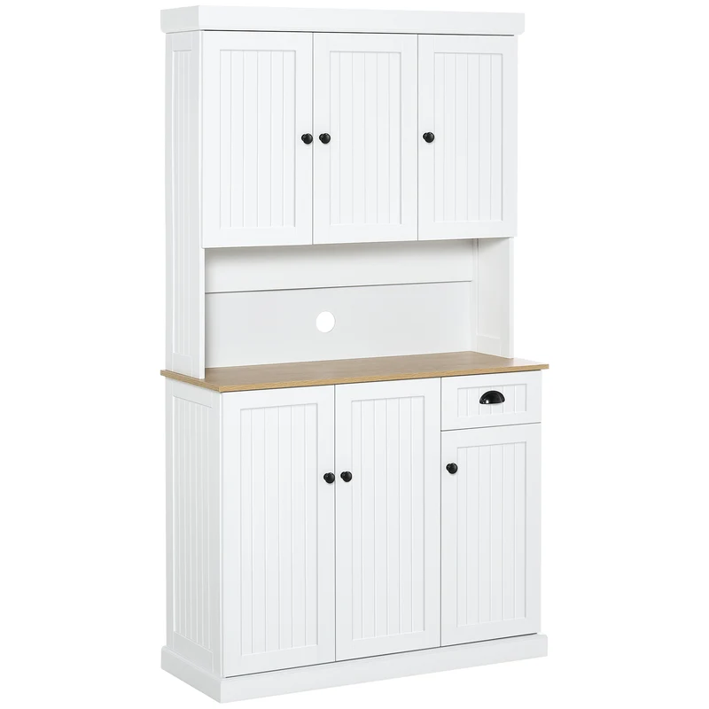 Meuble de cuisine EasyComfort en bois, style campagnard, avec placards et tiroir, 101 x 39 x 180 cm, blanc