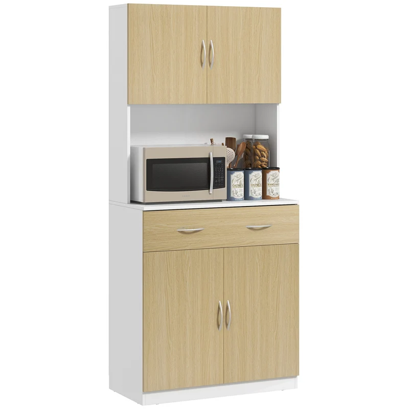 Buffet de cuisine EasyComfort avec 2 portes et un tiroir, 80 x 40 x 180 cm, couleur bois