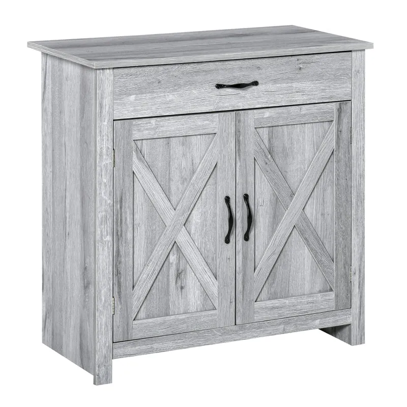 Buffet de cuisine EasyComfort style campagne avec placard à 2 portes et tiroir, 80 x 39,7 x 80 cm, gris