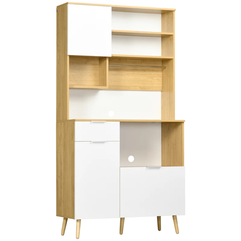 Garde-manger Easycomfort en panneaux de particules avec placards, tiroirs, étagères réglables et penderie, 93 x 40 x 180 cm