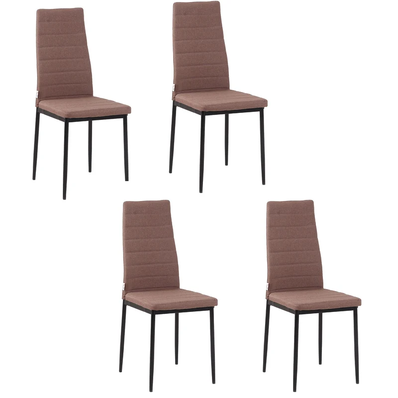 Ensemble de 4 chaises rembourrées Easycomfort pour salon ou salle à manger, chaises de cuisine modernes, en métal et tissu kaki
