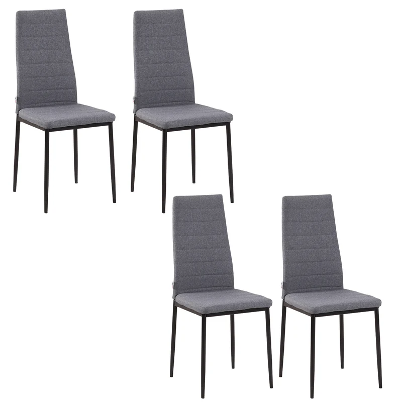 Ensemble de 4 chaises rembourrées Easycomfort pour salon ou salle à manger, chaises de cuisine modernes, en métal et tissu gris