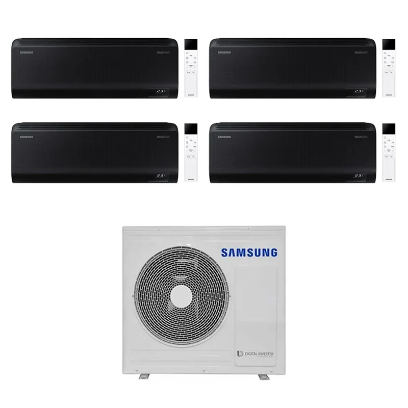 Climatiseur quadri-split inverter Samsung WINDFREE BLACK série 9+9+9+9 avec AJ080TXJ4KG R-32 Wi-Fi intégré 9000+9000+9000+9000