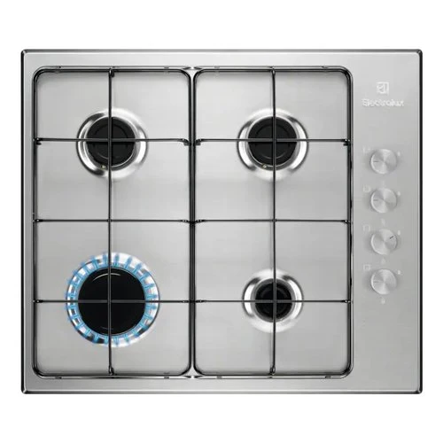 Plaque de cuisson à gaz Electrolux série 300, 4 brûleurs, modèle KGS6404SX, format compact (L55 x P47), acier inoxydable