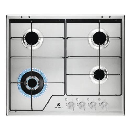Plaque de cuisson à gaz Electrolux série 600 Kgs6434Sx à 4 brûleurs (L 59,5 x P 51 cm) en acier inoxydable