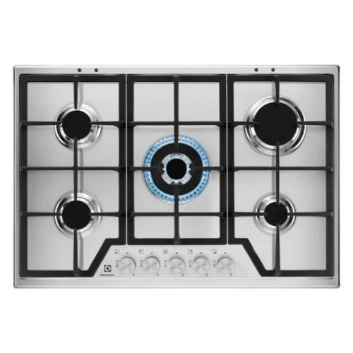Plaque de cuisson à gaz Electrolux série 600 Kgs7536Sx 5 brûleurs (L 74,4 x P 51 cm) en acier inoxydable