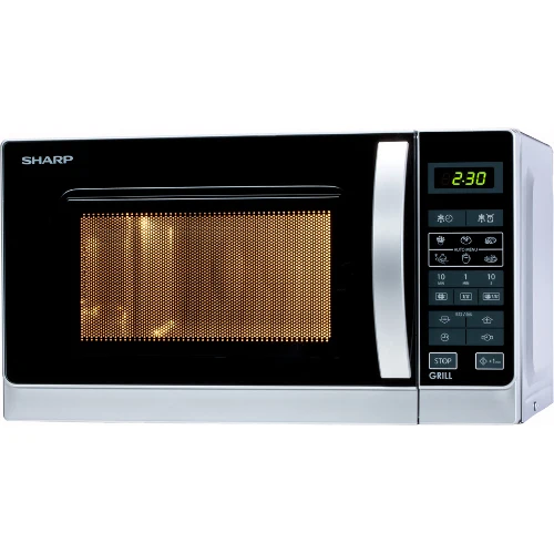 Four à micro-ondes combiné Sharp R642INW 20 litres 800 W (H 65,3 cm x L 111,6 cm x P 91 cm) Argent