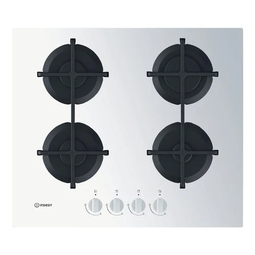 Plaque de cuisson à gaz Indesit Ing 61T Wh 4 brûleurs (L 59 x P 51 cm) en verre blanc