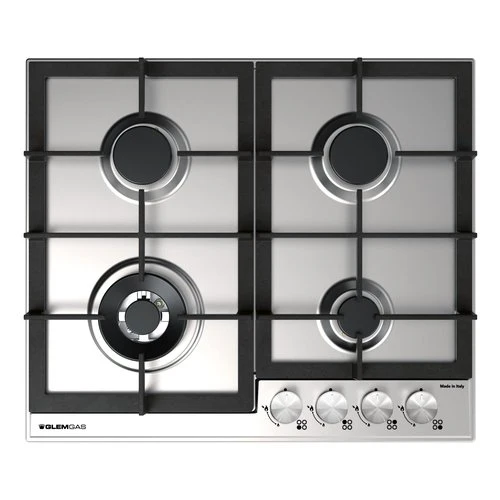 Plaque de cuisson à gaz Glem Gas GTD64THIXN Dynamic Line à 4 brûleurs (L58,5 x P50) en acier inoxydable