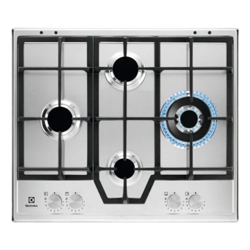 Plaque de cuisson à gaz 4 brûleurs Electrolux série 600 Slim Line Kgs64562Sx (L 151 x P 130 cm) en acier inoxydable