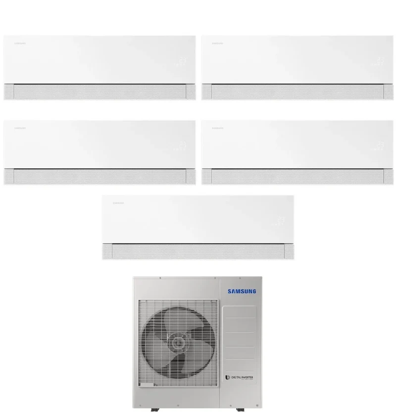 Climatiseur penta-split Samsung WindFree Première White 7+7+7+7+12 avec AJ100TXJ5KG R-32 Wi-Fi intégré