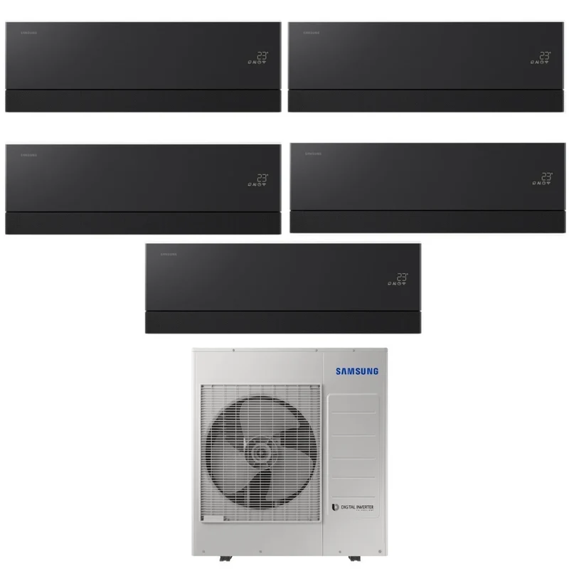 Climatiseur penta-split Samsung WindFree Première Black 9+9+9+9+12 avec AJ100TXJ5KG R-32 Wi-Fi intégré