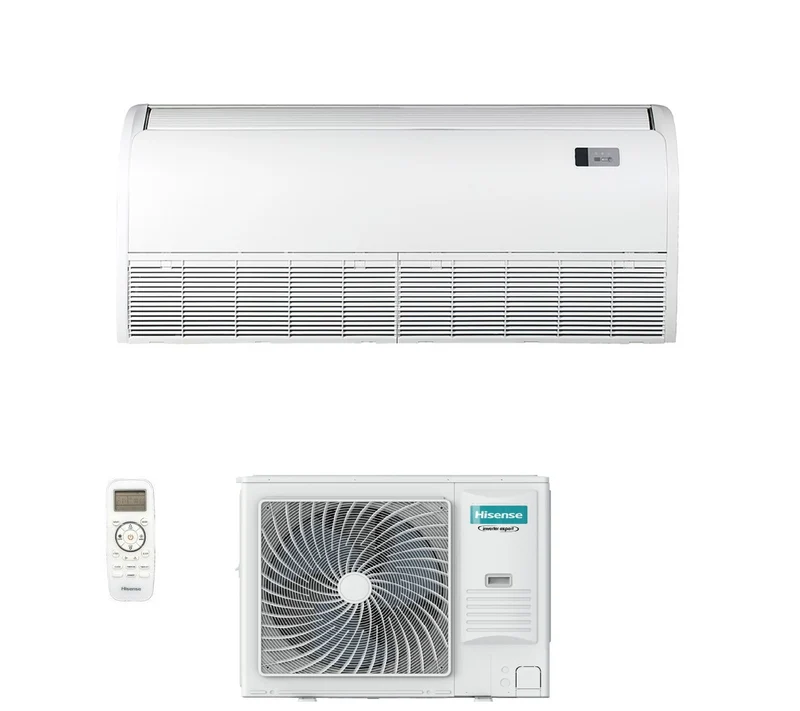 Climatiseur Hisense Turbo 42 000 BTU R-32 avec Wi-Fi en option, montage plafond/plancher et télécommande incluse.