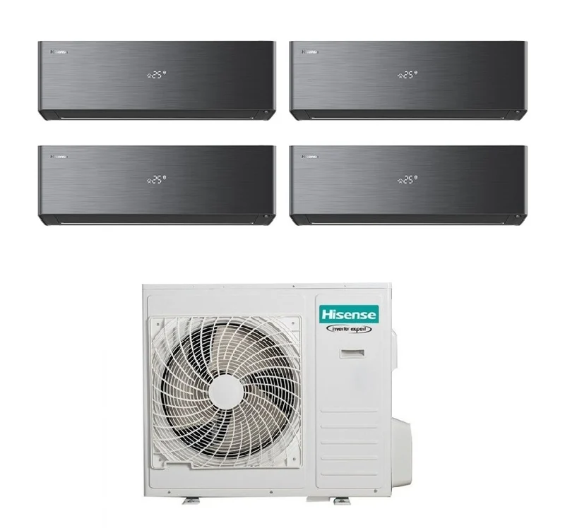 Climatiseur Hisense Quadri Split ENERGY PRO X NOIR 9+12+12+18 avec Wi-Fi intégré 5AMW105U4RQC R-32