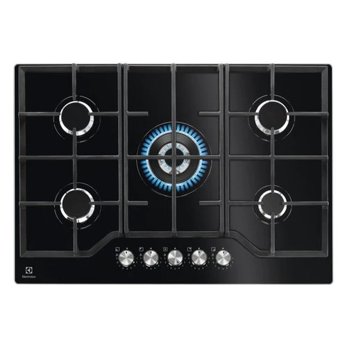 Plaque de cuisson à gaz Electrolux série 600 StepPower KGG75362K à 5 brûleurs (L74 x P51) noire