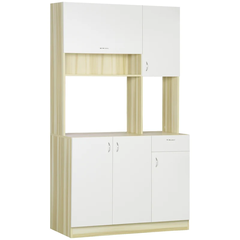 Easycomfort Mobile Buffet a 4 Porte per Cucina con 3 Armadietti, Cassetto e Piano d'Appoggio in Truciolato, 102x48x180 cm