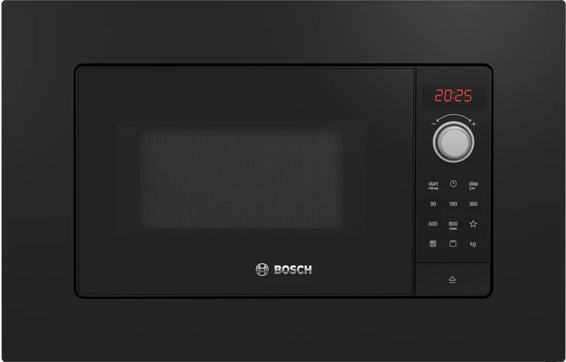 Four à micro-ondes encastrable Bosch Série 2 BEL623MB3, 20 litres (H 38,2 x L 59,5 x P 33,5 cm), 800 W, grill, plateau tournant 27 cm, noir