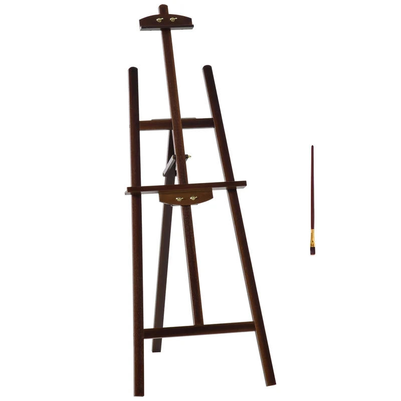 Chevalet de peinture professionnel Easycomfort pour atelier, hauteur et inclinaison réglables, en bois, 51,5 x 71,5 x 134,5 cm, couleur café