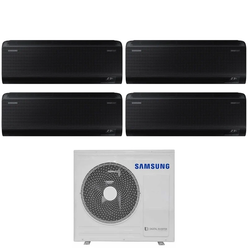 Climatiseur quadri-split Samsung WindFree Black 9+9+12+12 avec AJ080TXJ4KG R-32 Wi-Fi intégré