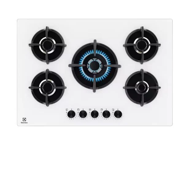 Plaque de cuisson à gaz Electrolux EGG75372W Série 600, 5 brûleurs (L74XP51), verre blanc