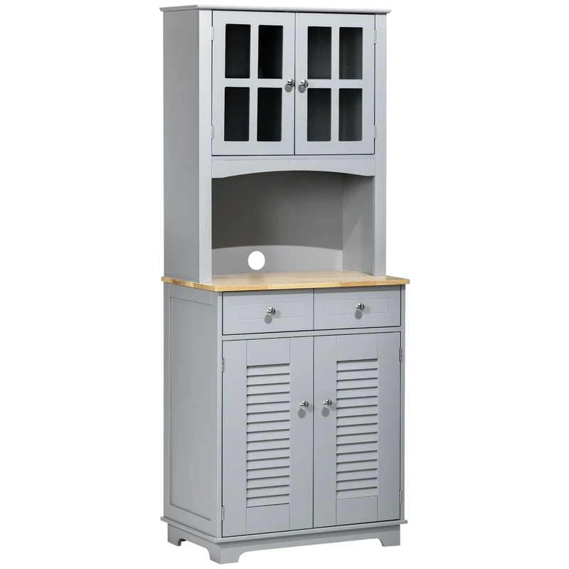 Buffet de cuisine en bois Easycomfort, style classique, gris, 68 x 39,5 x 170 cm