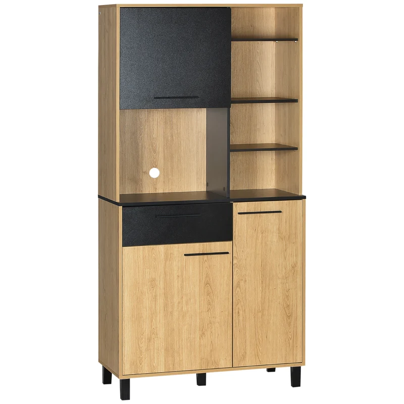 Meuble de cuisine moderne EasyComfort en panneaux de particules et pin, avec tiroirs et étagères réglables, 90 x 40 x 180 cm