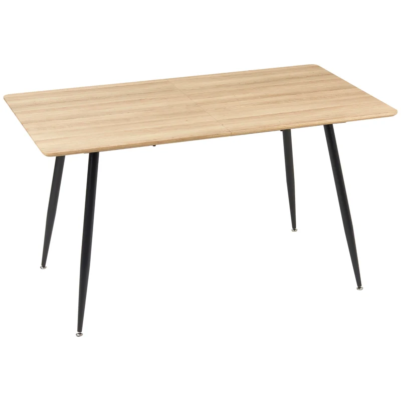 Table de cuisine Easycomfort pour 4 personnes en MDF et acier, 140 x 80 x 76 cm, coloris bois et noir