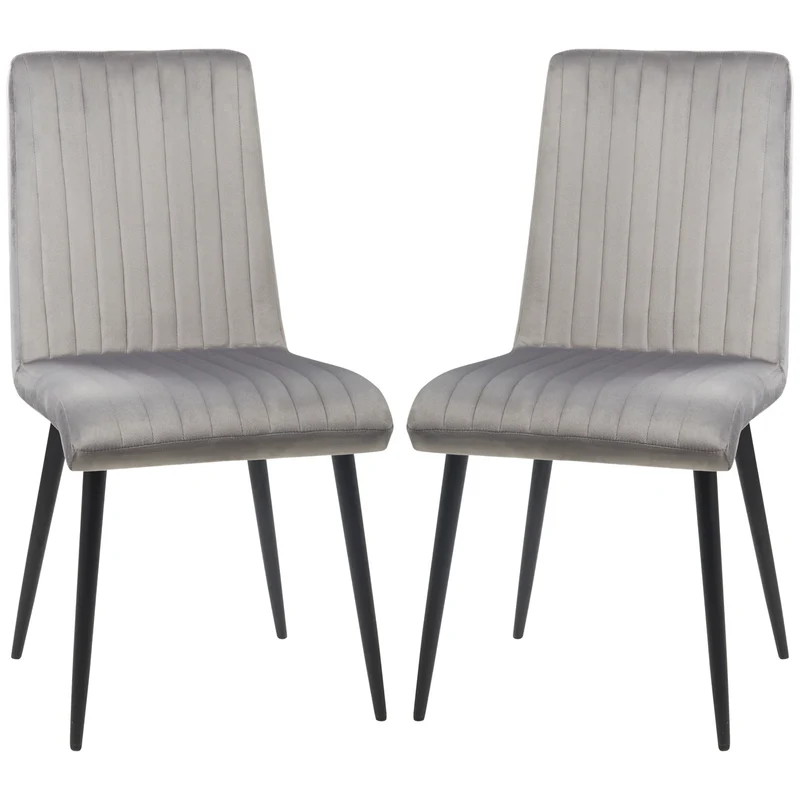 Easycomfort Lot de 2 chaises de cuisine rembourrées et peu encombrantes avec pieds en acier, 43 x 58 x 90 cm, gris et noir