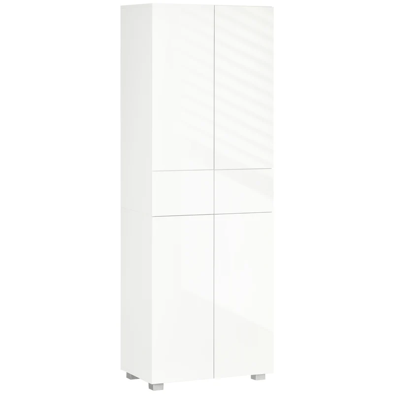 Garde-manger Easycomfort avec 4 portes, 3 étagères réglables et 5 niveaux, en MDF et aggloméré, 60 x 35 x 170 cm, blanc