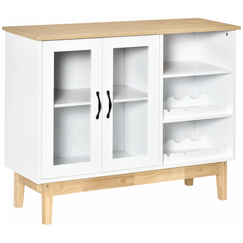 Buffet moderne Easycomfort avec casier à vin à 3 niveaux en MDF et aggloméré 103 x 34 x 80 cm Blanc