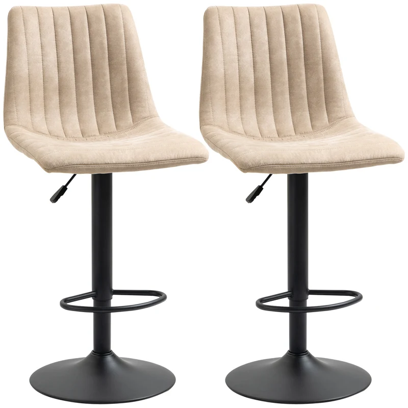 Ensemble de 2 tabourets de bar Easycomfort à hauteur réglable, en acier et polyester, 47,5 x 57,5 ​​x 95-116 cm, marron