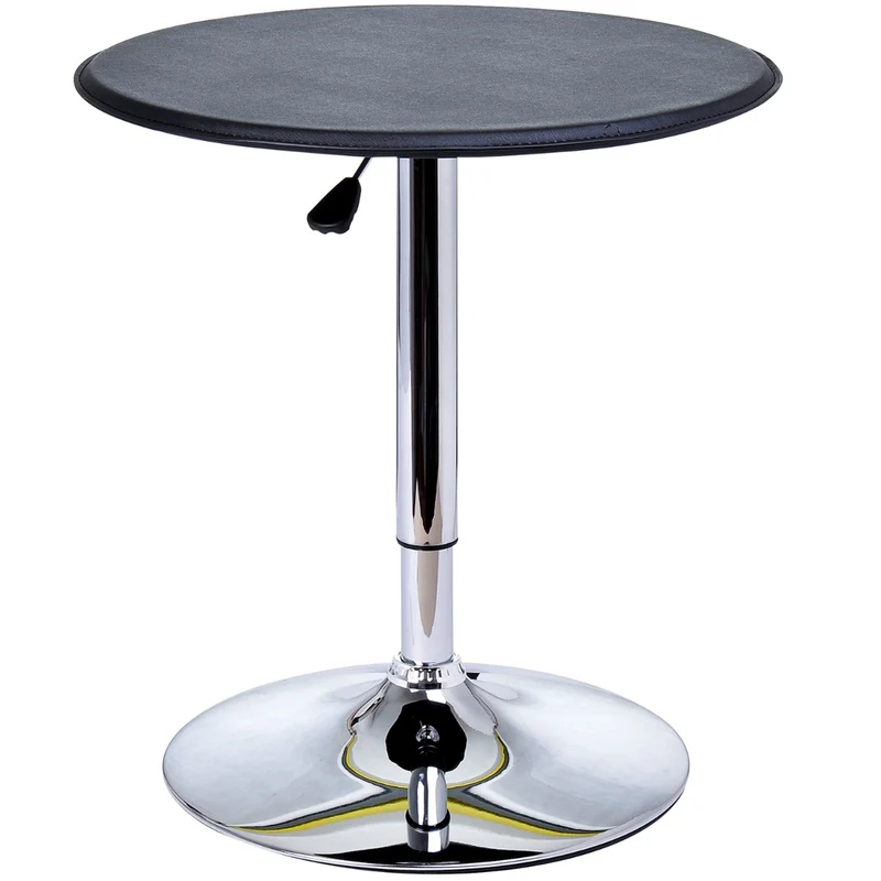 EasyComfort Tavolino da Bar Cromato, Tavolo Rotondo Regolabile in Altezza con Sistema Lift Up, Piano Rotondo Girevole 360° Φ63x67-93cm