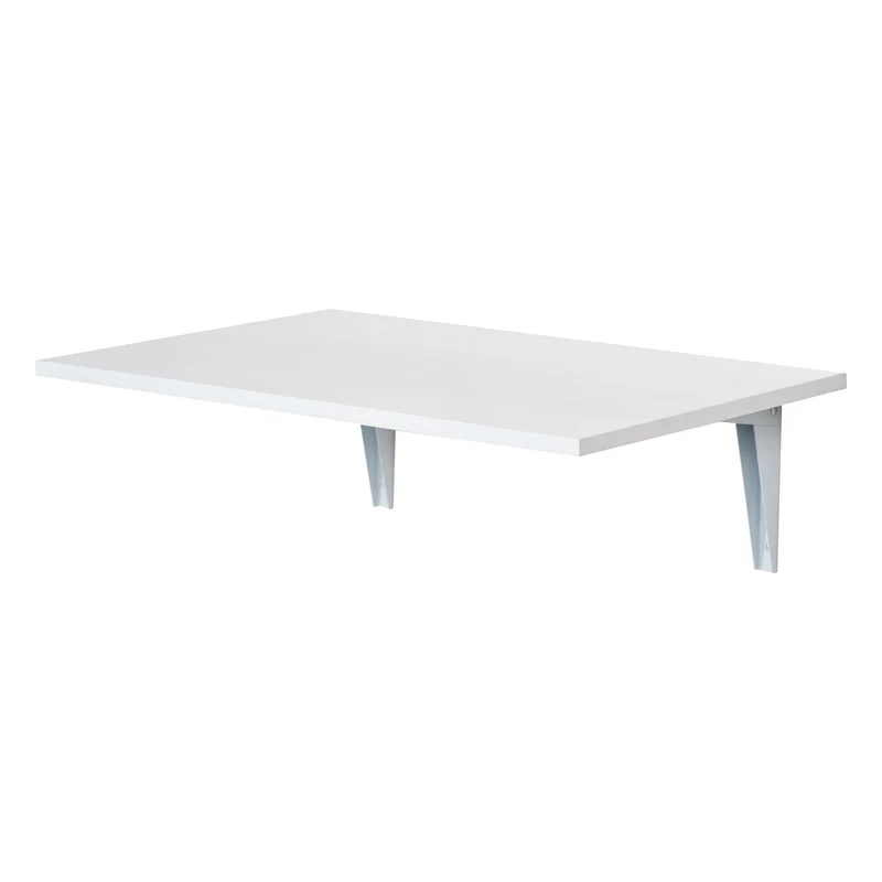 Easycomfort Tavolino a Muro Pieghevole Salvaspazio in MDF e Telaio in Metallo, per Cucina Salotto, Bianco, 60x40x20cm