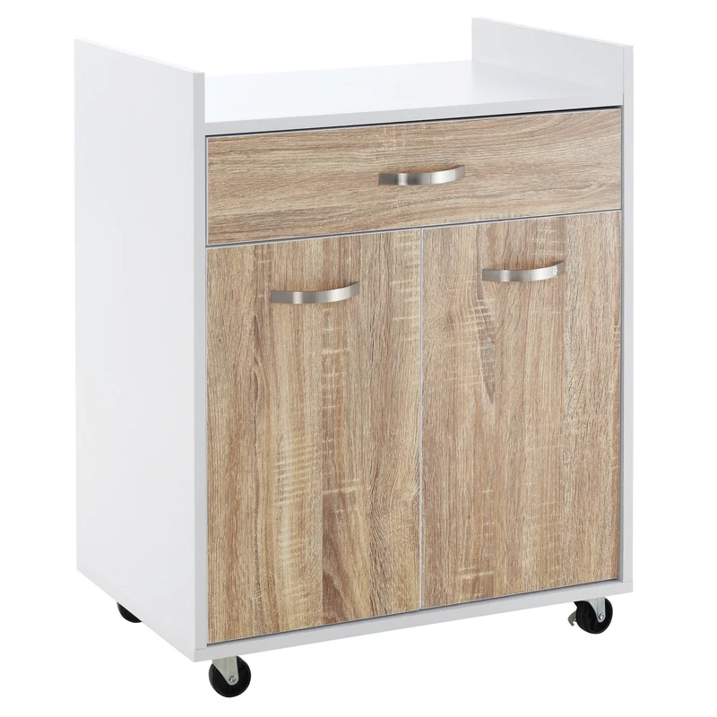 Chariot de cuisine Easycomfort pour four à micro-ondes, 4 roues, en bois, 60 x 40 x 77 cm - Chêne