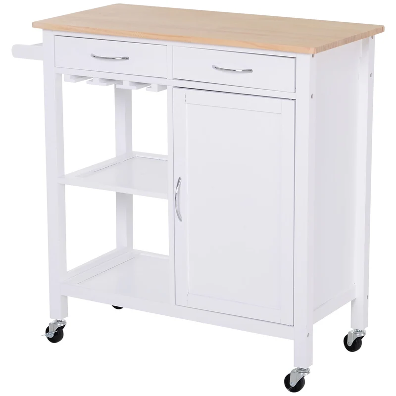 Desserte de cuisine Easycomfort Classic avec tiroirs et roulettes en bois gain de place 89 x 40 x 84 cm
