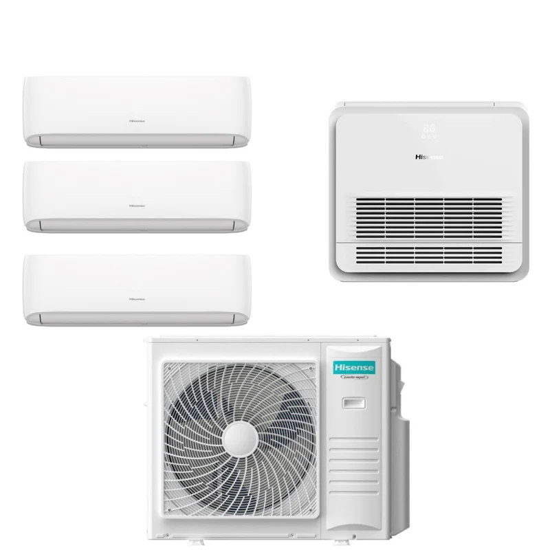 Climatiseur quadri-split Hisense inverter série HI-COMFORT 9000+9000+9000 + Console 18000 avec 5AMW105U4RQC R-32 Wi-Fi 9+9+9+18