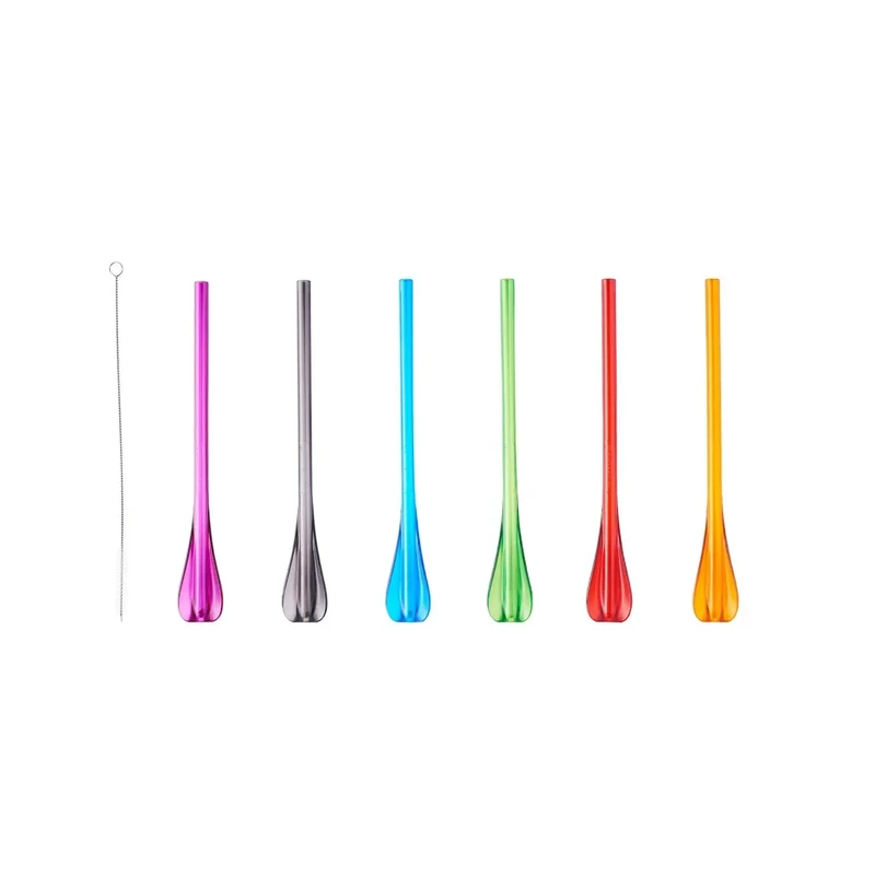 Paille-cuillère réutilisable - Lot de 6