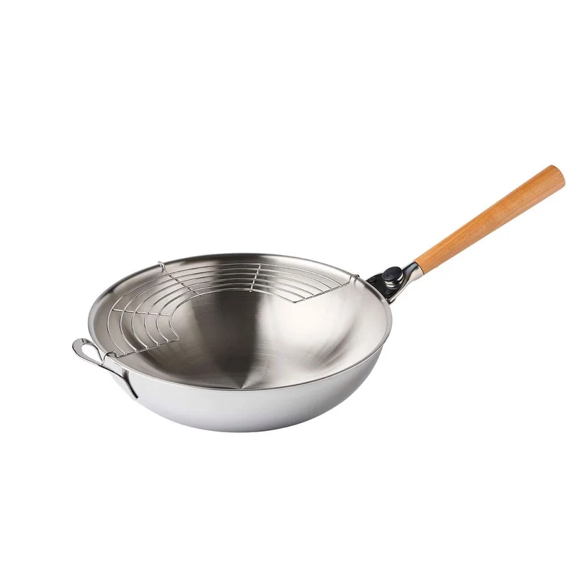 Wok de cuisine - Couverlce et poignée - 4,2L - Inox - 32 cm - Tous Feux - O'Wok Gourmet