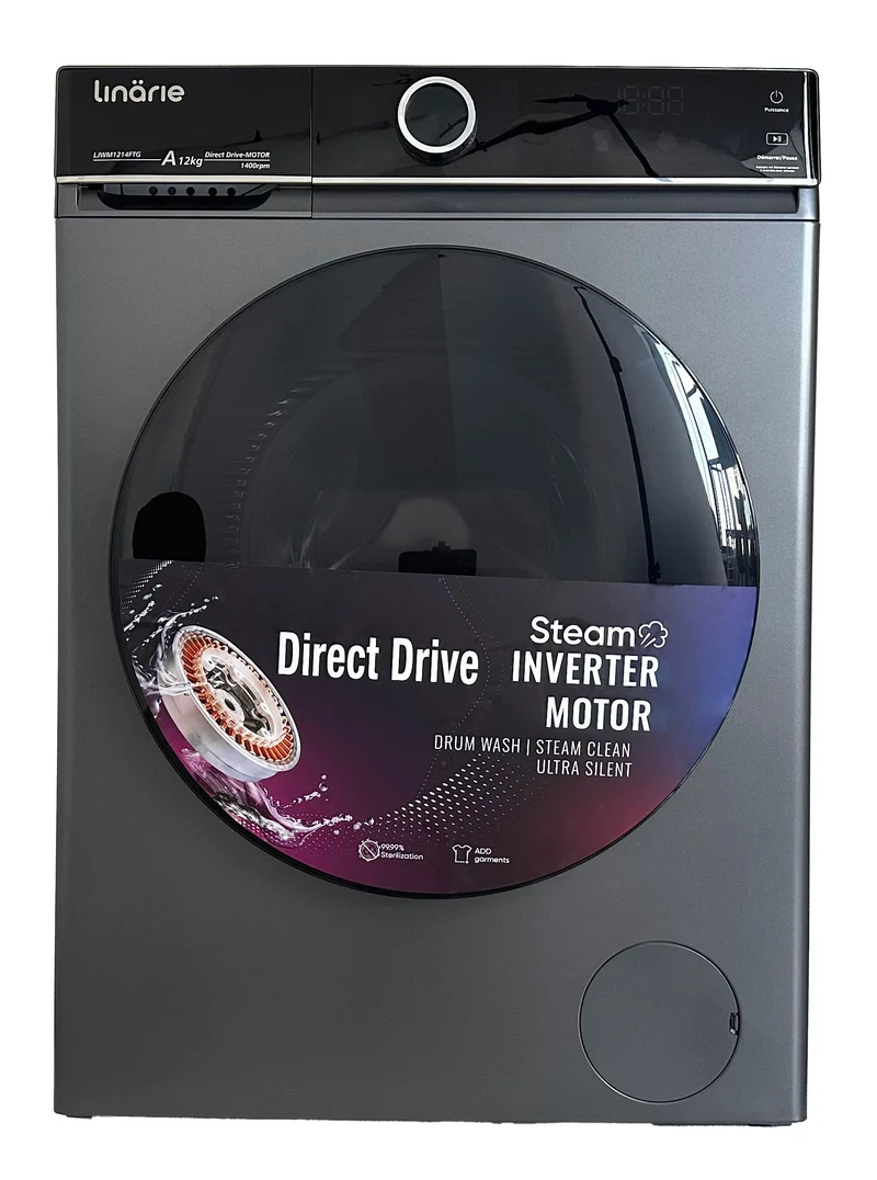 LAVE-LINGE HUBLOT ORSAN LINARIE LJWM1214FTG GRIS 12KG 1400 TOURS MOTEUR DIRECT DRIVE 14 PROGRAMMES & VAPEUR CLASSE A
