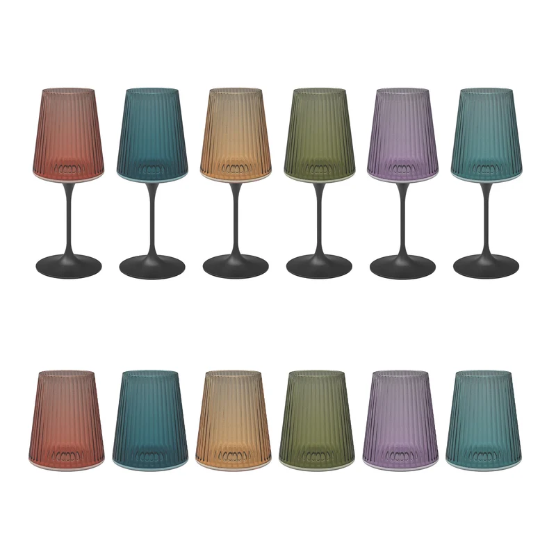 Splitglass Easy - set 6 verres colorés + 6 pieds noirs
