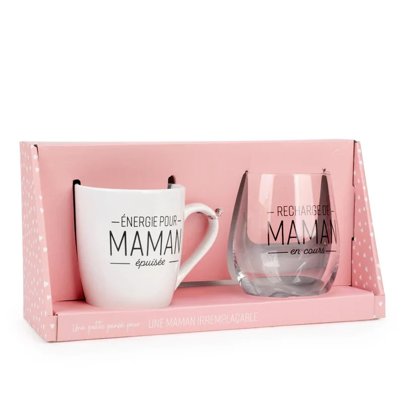 ENS. TASSE & VERRE À VIN "MAMAN" KO&CO