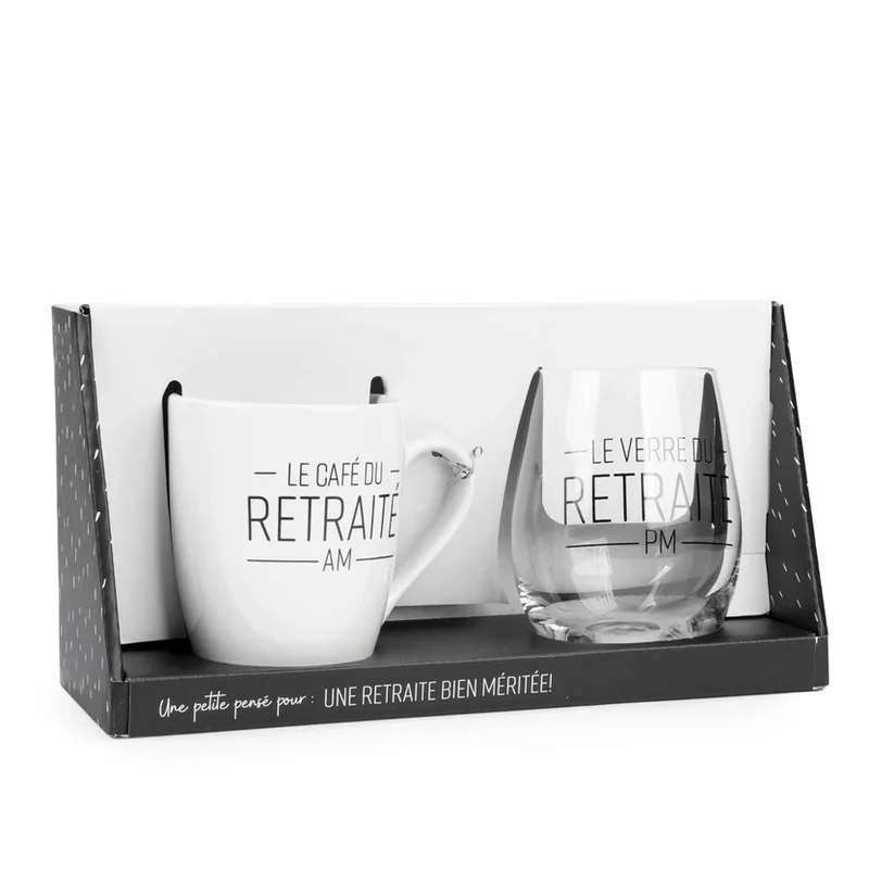 ENS. TASSE & VERRE À VIN "RETRAITÉ" KO&CO