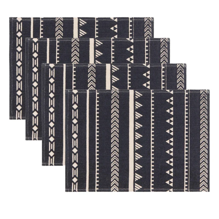 ENS. (4) NAPPERONS SYMETRIE BLEUE NUIT DANICA