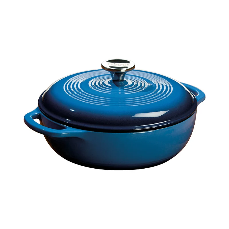 COCOTTE EN FONTE ÉMAILLÉE 3 PTES BLEUE LODGE
