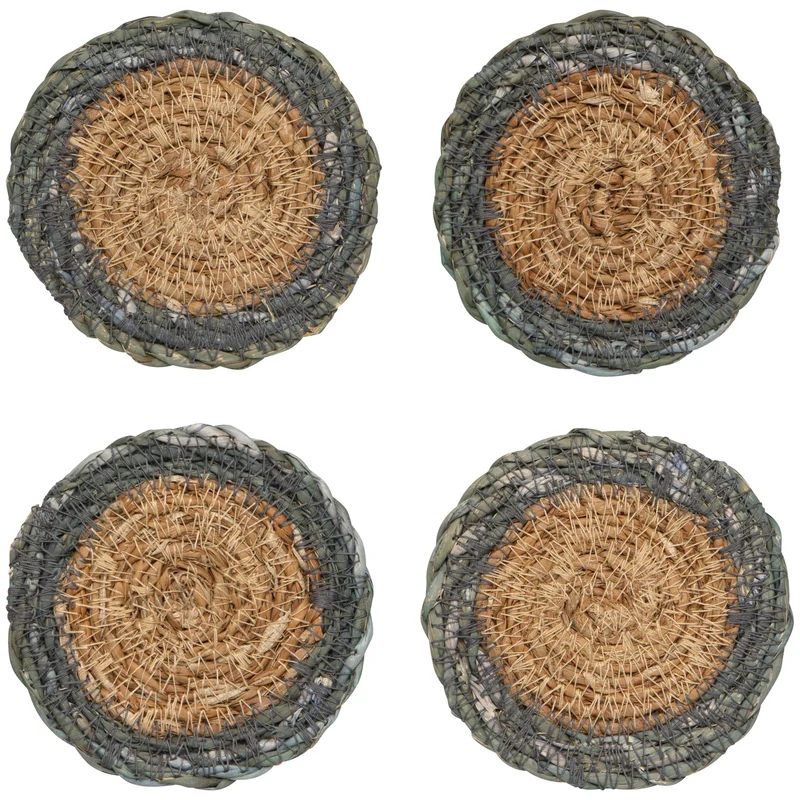 ENS. (4) SOUS-VERRES PAILLE BLEUE DANICA